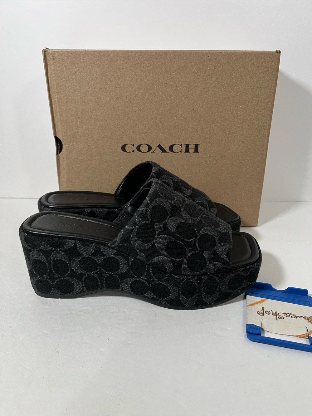 NIB Coach Phoebe Platform Sandal In Signature Denim size 6.5